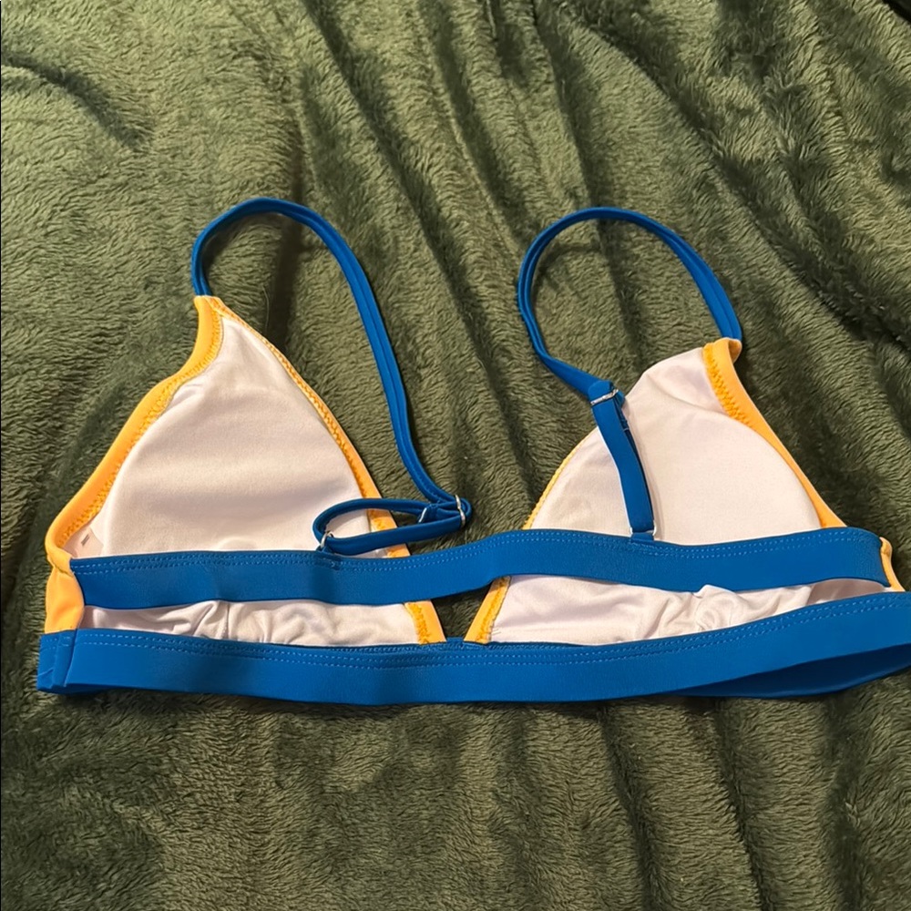 Cupshe NWT M SEXY CHEEKY Yellow Blue FLORAL STRAPPY BLOCK COLOR Bikini Set - Picture 8 of 8